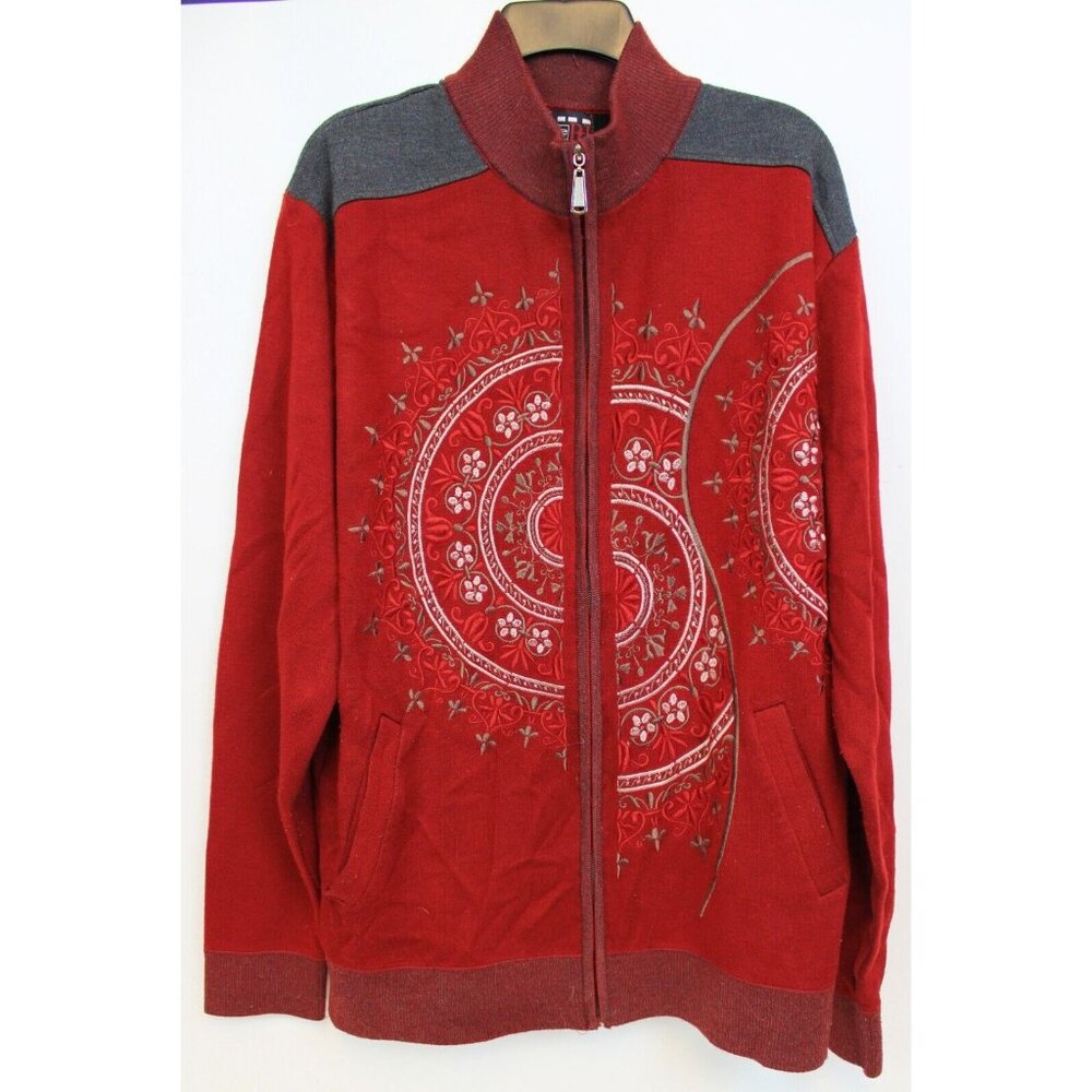 Royal Prestige PD Red Jacket sz XL Ribbed Comfort Embroidered Grey Elbow Patch